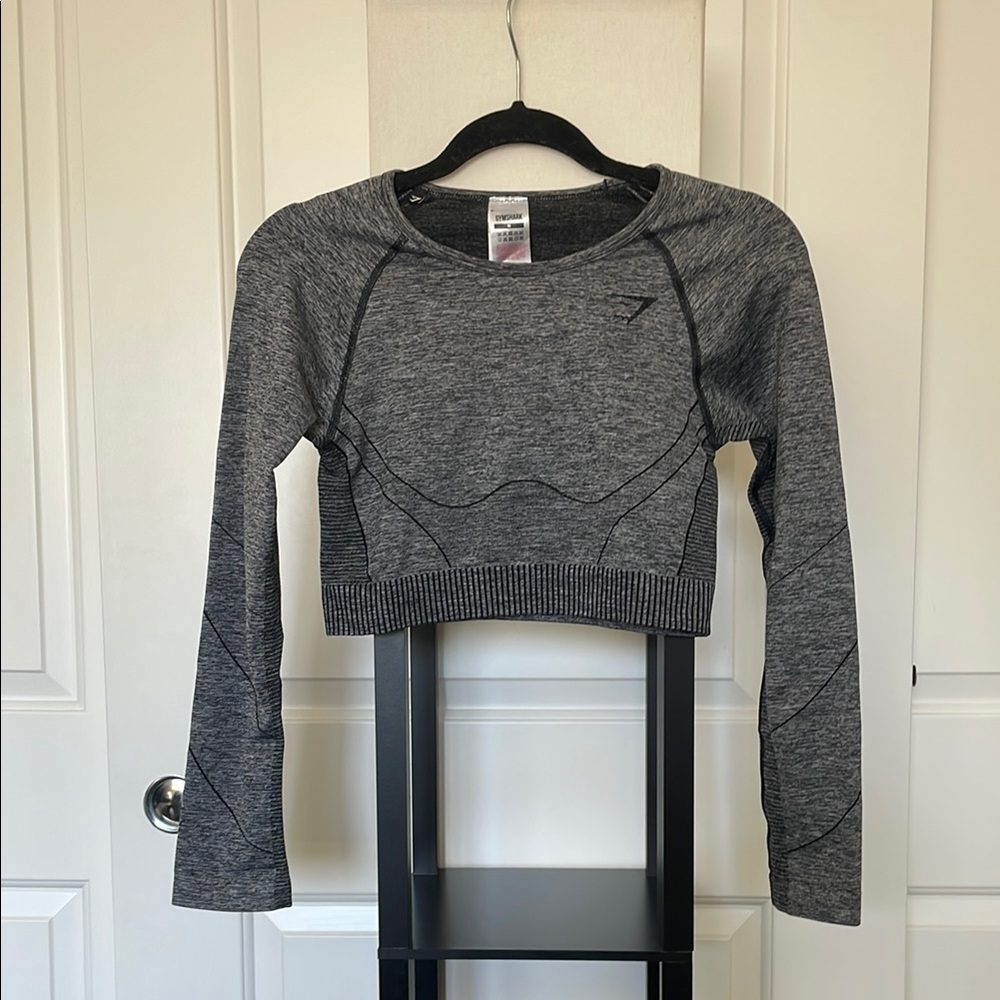 Gymshark Seamless Contoured Gray Long Sleeve Cropped Top
